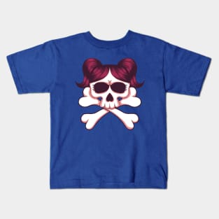 skull girl crossbones illustration Kids T-Shirt